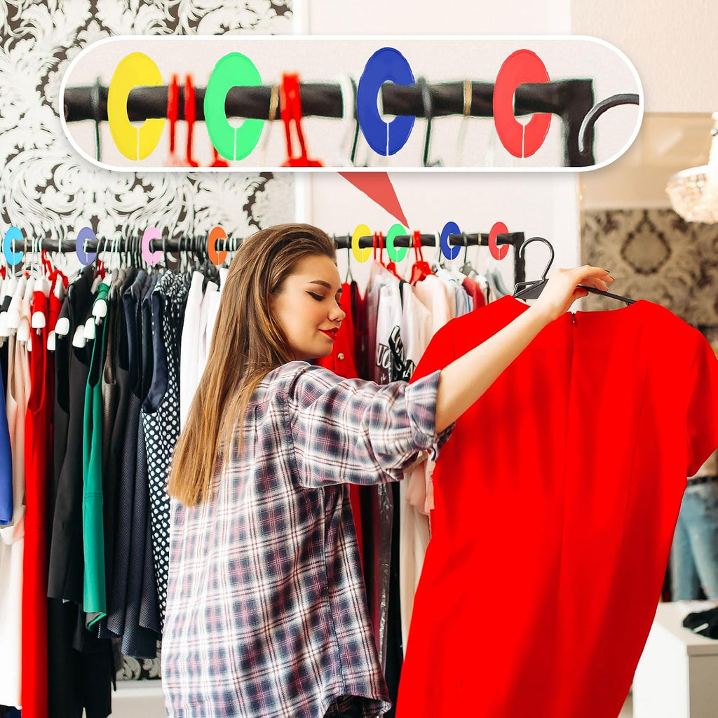 uxcell Clothes Dividers,20 Pack Round Closet Rack Dividers Clothing Rack Size Dividers Blank Labels with Marker Pen Writable & Reusable for Hanging Clothes Sorting Size, Orange