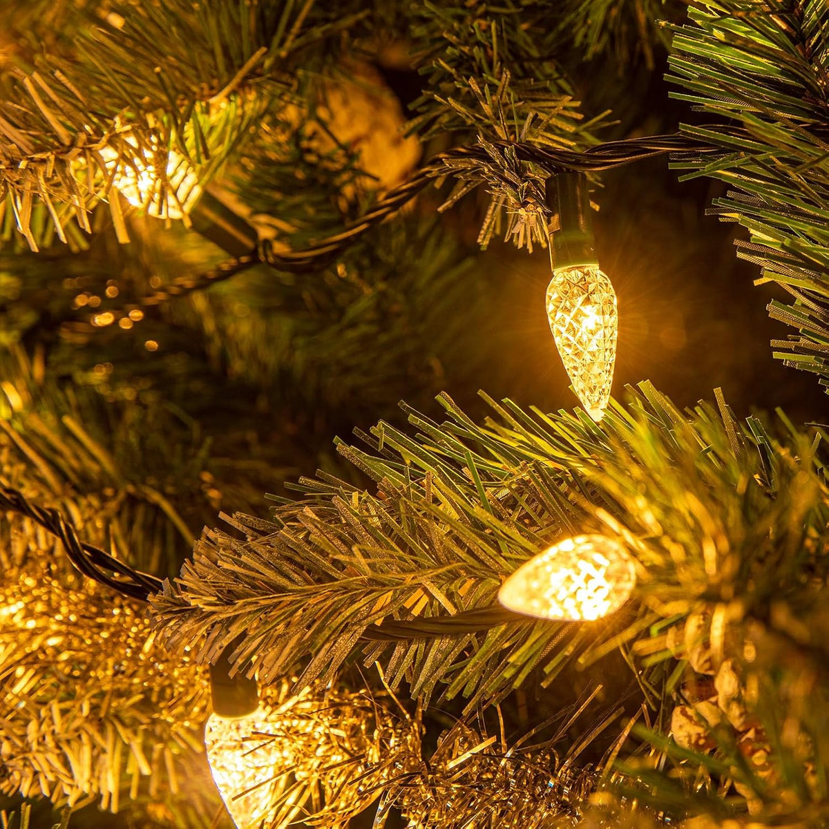 AWQ 300LED 108 FT C6 Christmas String Lights Plug in Warm White Decorations