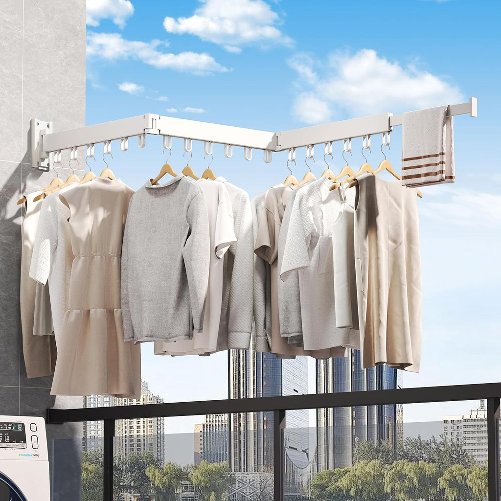 BOQORAD Wall Mounted Clothes Drying Rack, Collapsible & Retractable for Laundry