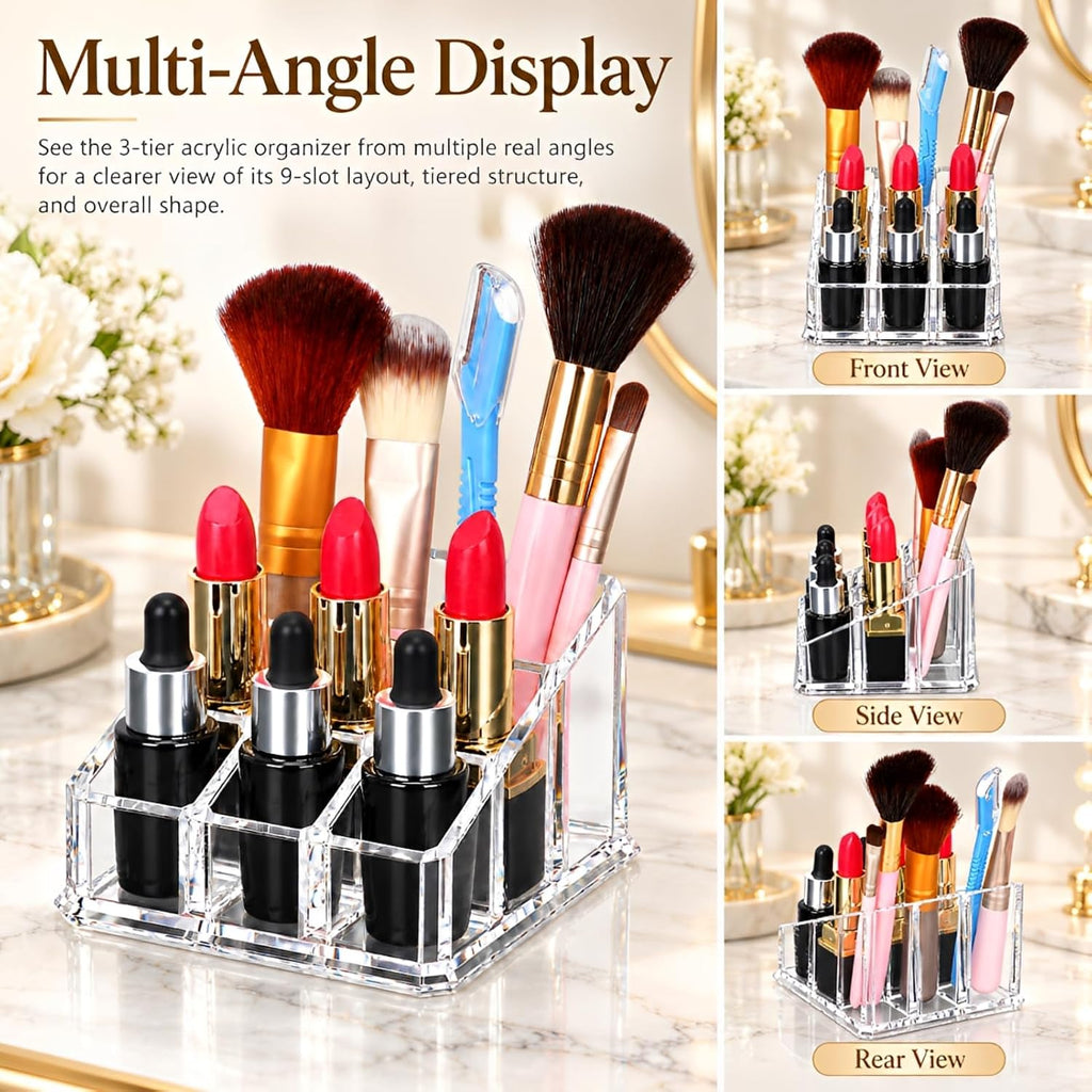 MOSIKER Acrylic Lipstick Organizer Lip Gloss Holder with 9 Slots