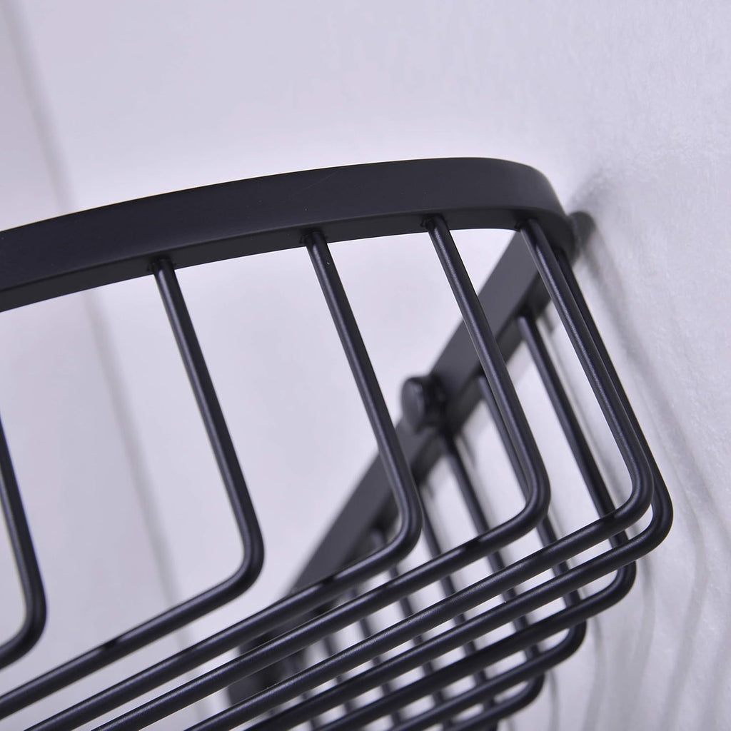304 Stainless Steel Shower Caddy Corner Basket Shelf Bathroom Organizer Wall Mounted Storage, Matte Black Plated Finish Heavy Duty