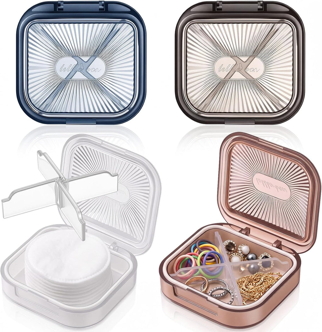 Kigley 4 Pcs Travel Swab Container with Lid,Classic Colors, 2.95 X 2.75 Inch