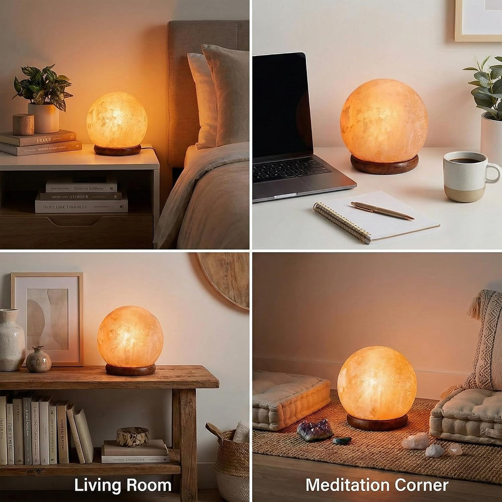 Himalayan Salt Lamp, Globe Shape, 6 Inch, with Dimmer