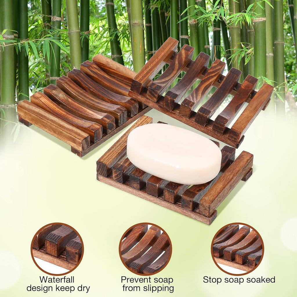 Skylety 30 Pieces Wooden Shower Soap Dish Bulk Soap Holder, Brown Color