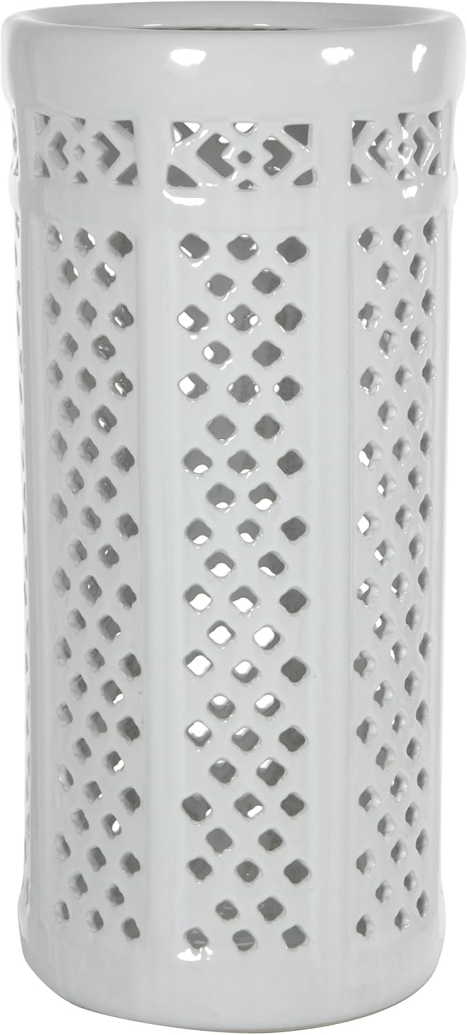 Red Lantern 17" Carved Lattice Decorative Umbrella Stand