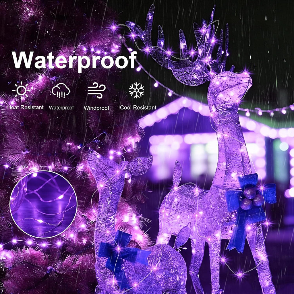 AIKEI 6 Pack Fairy Lights with Timer Battery, 8 Modes Remote,Purple