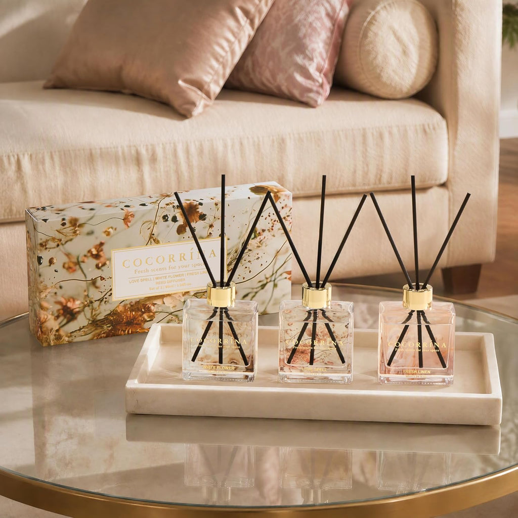 COCORRÍNA Reed Diffuser Set of 3 - Love Spell/White Flower/Fresh Linen