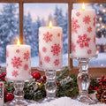 Retisee 3 Pcs Christmas Snowflake Flameless Candles 4" 5" 6"