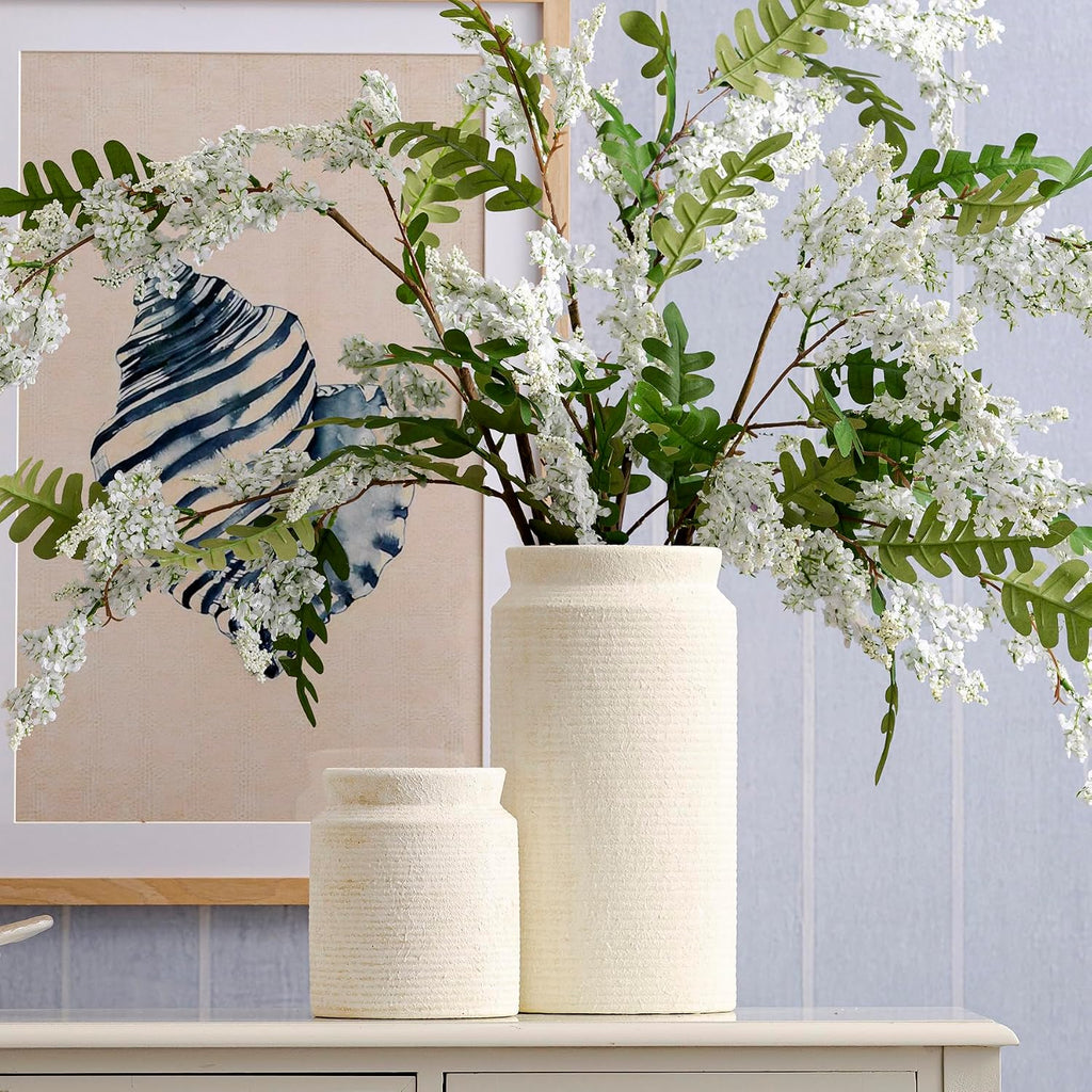 Dobbyby Ceramic Flower Vase 12 inch Farmhouse Rustic Vase for Home Decor Handcrafted Pottery Tall Terracotta Vases for Dining Table Decor Fireplace Living Room Bathroom Wedding Centerpiece