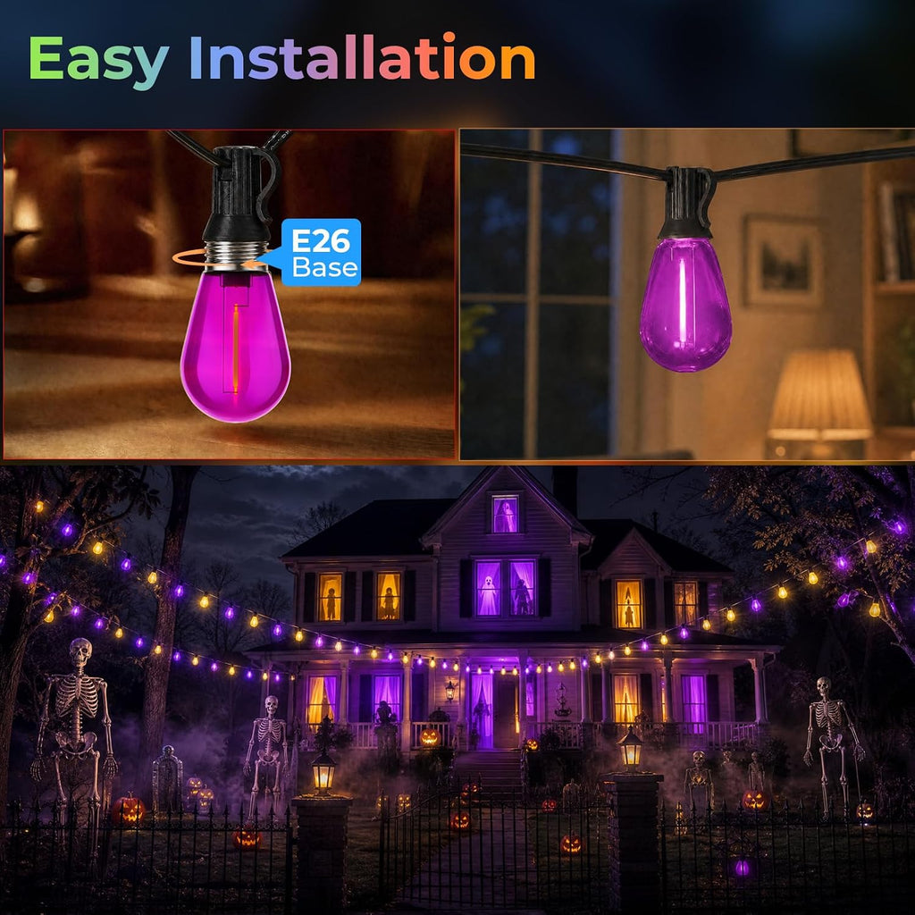 GvvooHome 36 Pack S14 Orange and Purple Light Bulbs for String Lights
