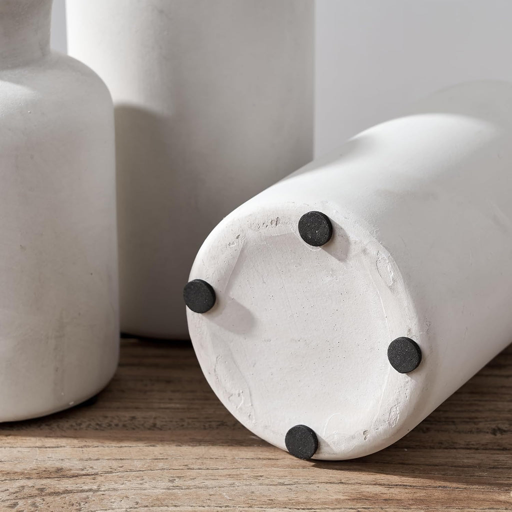 Vintage Ceramic Vase Set of 3,Antique-White Terracotta Vases for Home Decor