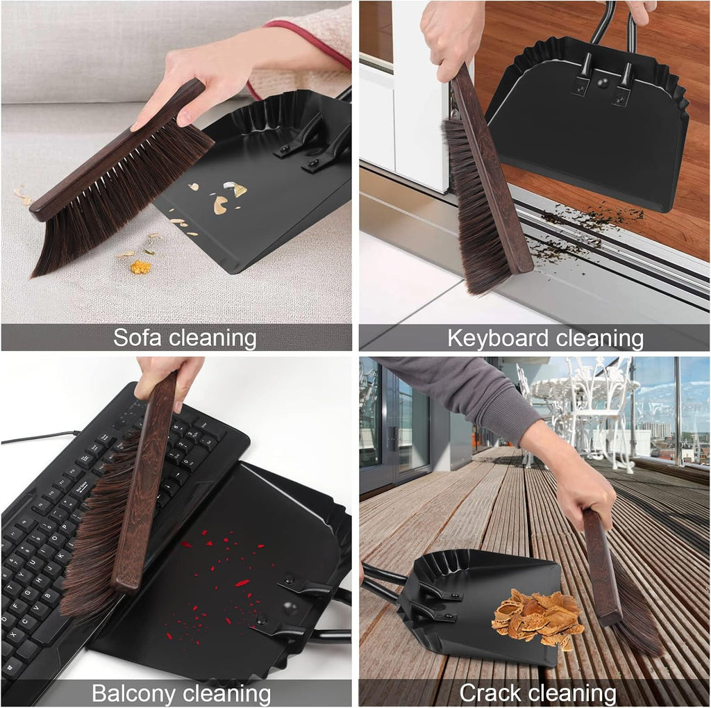 Heavy-Duty Metal Dust Pan-10”Wide Handheld Angled Dustpan with Grip Handle