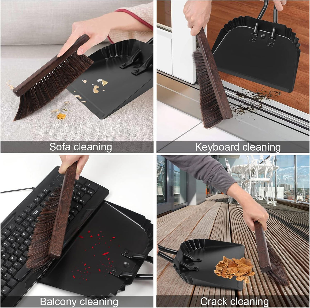 Heavy-Duty Metal Dust Pan-10”Wide Handheld Angled Dustpan with Grip Handle