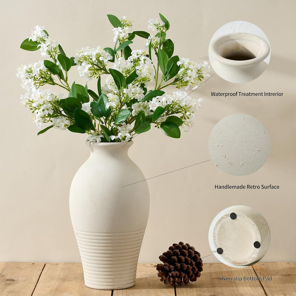 Ceramic Flower Vase Home Decor,11inches Large Farmhouse Table Vases
