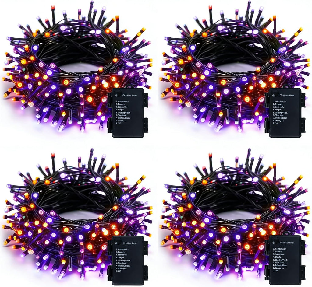 Dazzle Bright 4 Pack Battery Operated Halloween Lights, 16 FT String Lights
