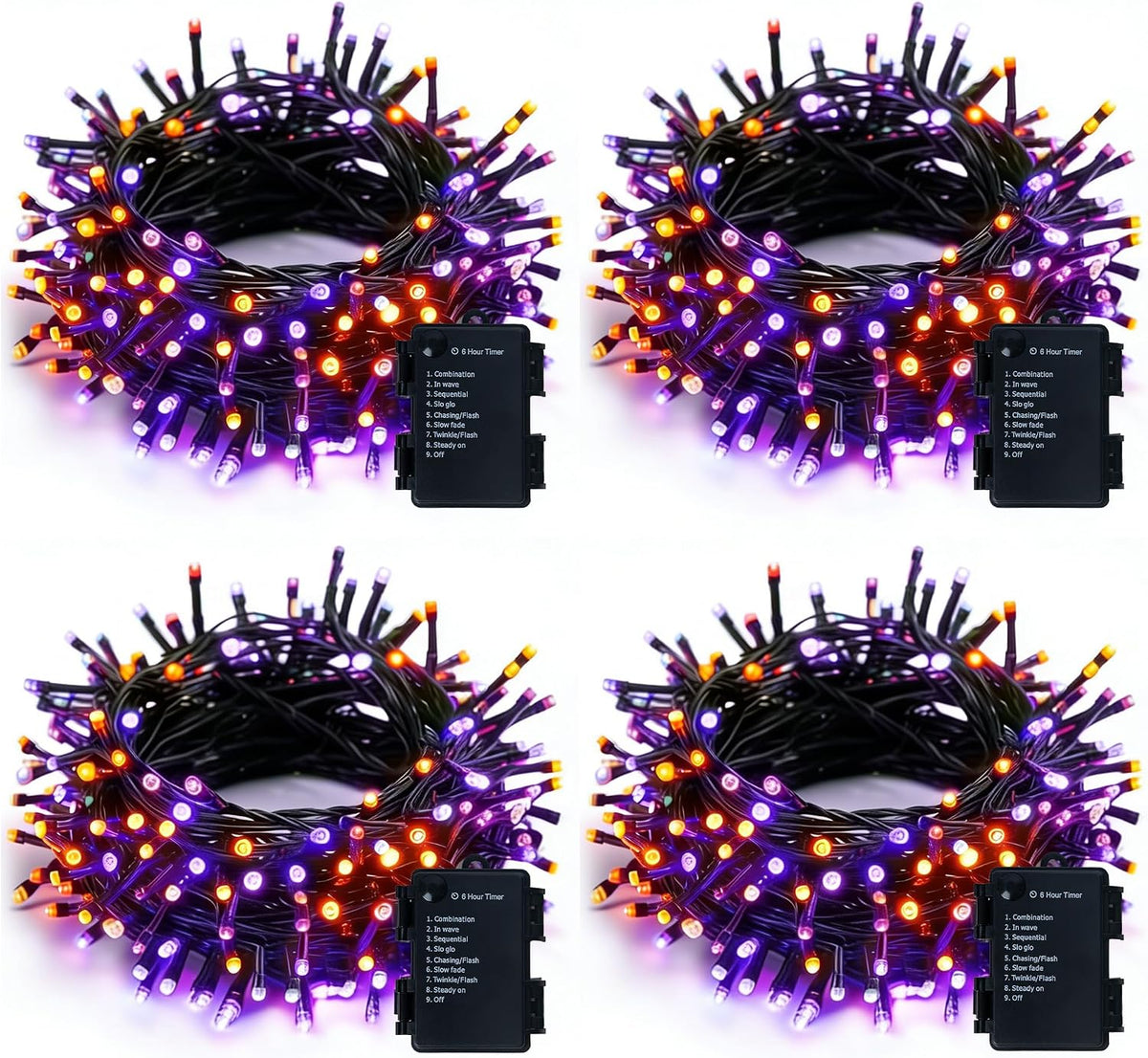 Dazzle Bright 4 Pack Battery Operated Halloween Lights, 16 FT String Lights