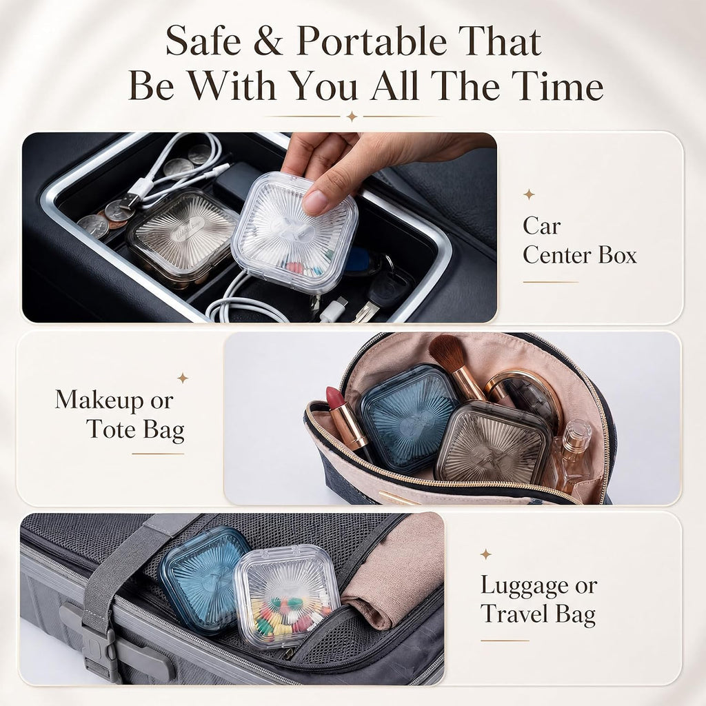 Kigley 4 Pcs Travel Swab Container with Lid,Classic Colors, 2.95 X 2.75 Inch