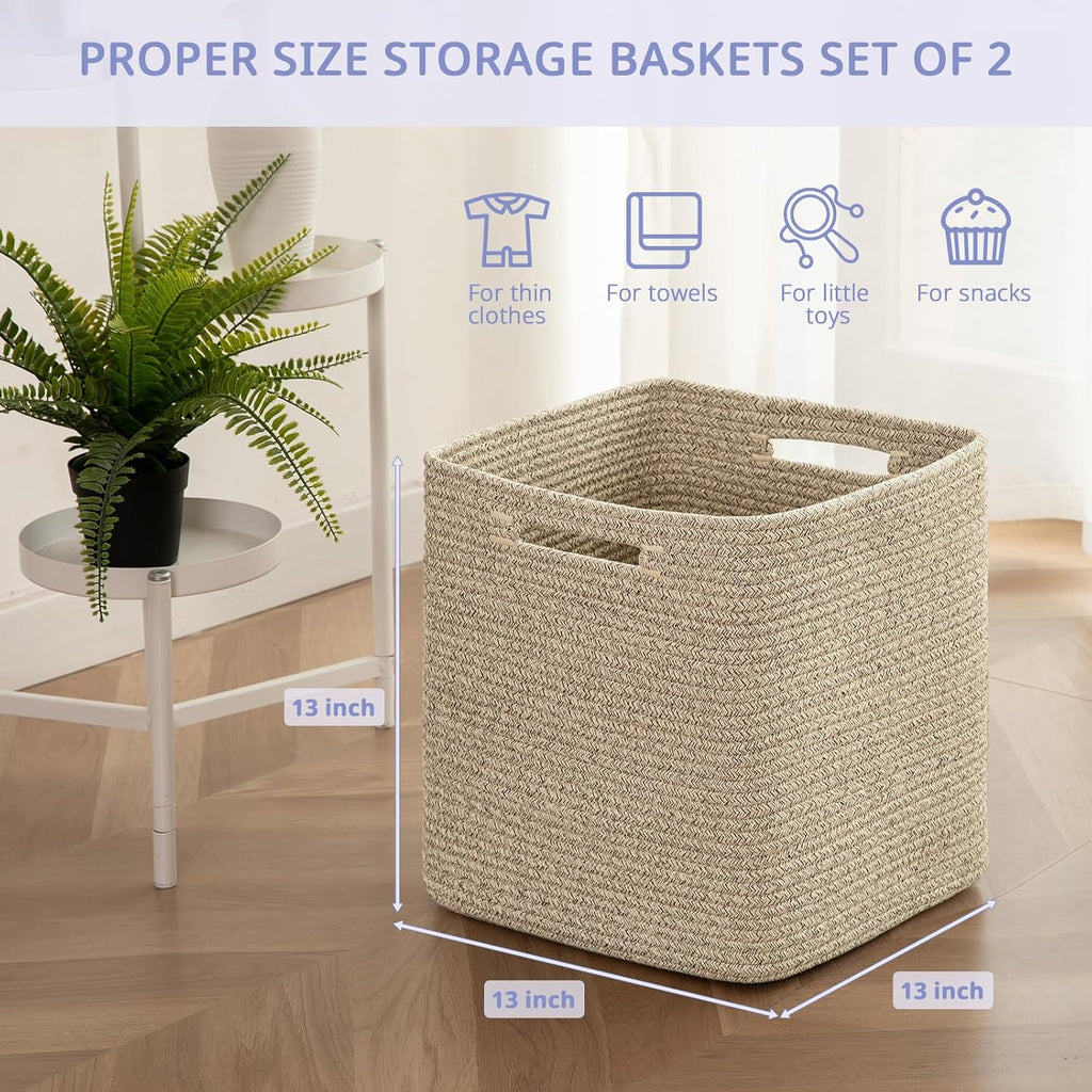 OIAHOMY 2 PACK Cube Storage Bin 13 Inch Collapsible Storage Cube Brown