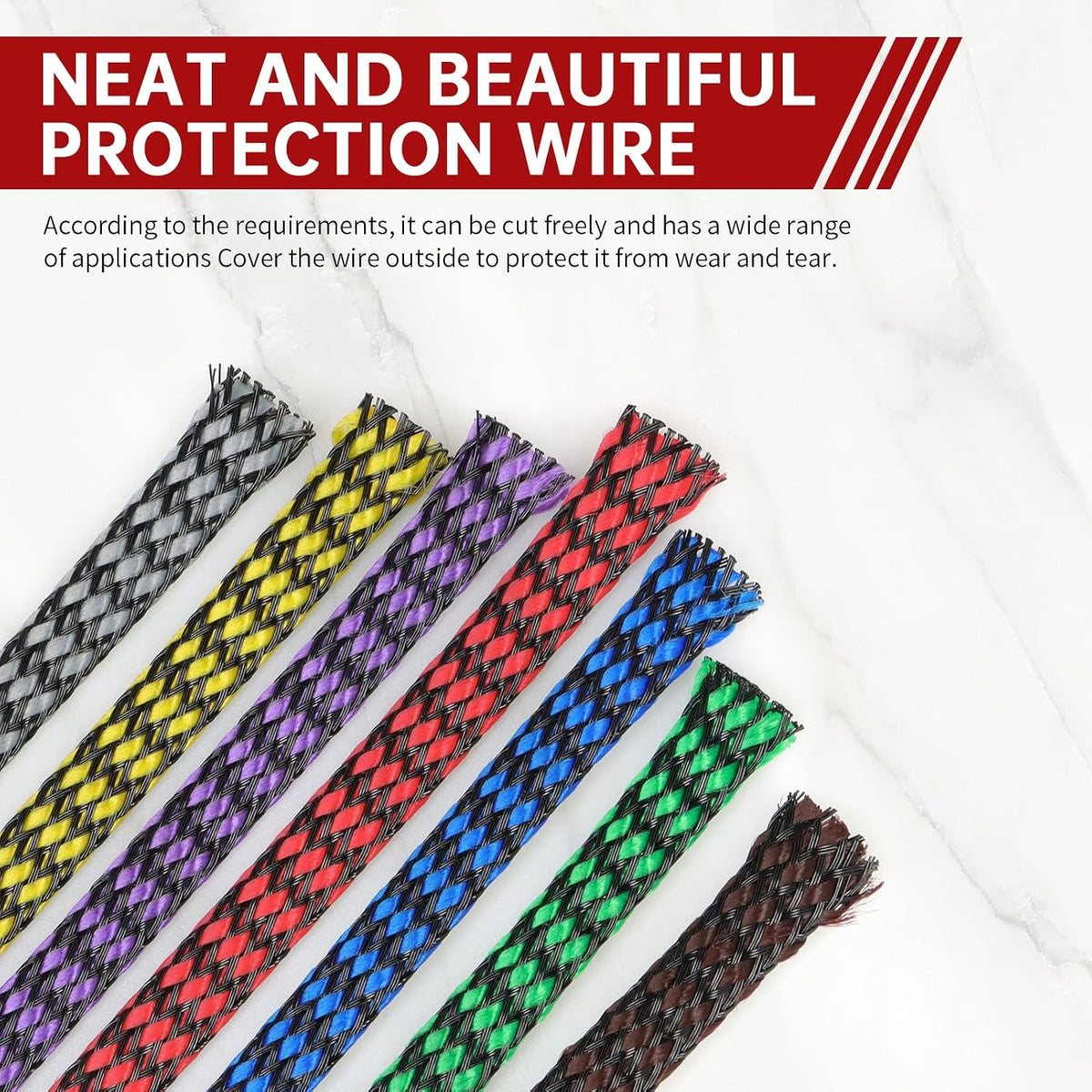 Expandable Braided Cable Sleeve, PP Yarn + PET Braided Expandable Sleeving Cable Management Protection High Density PET Wire Cover Sheath for Cables (Yellow Black, 12mm (15/32")-19ft)
