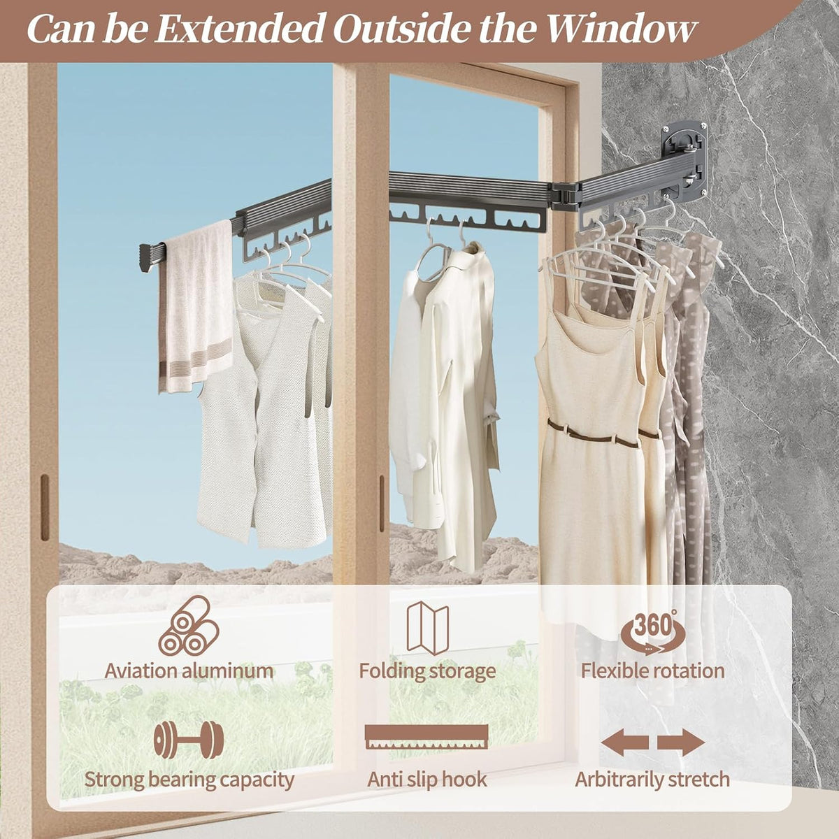 Wall Mounted Clothes Drying Racks for Small Spaces,Foldable,that Fits Suitable for Bathroom,Small Balcony,Apartment,RV,Easy to Install and Disassemble Durable (2 Sections-White)