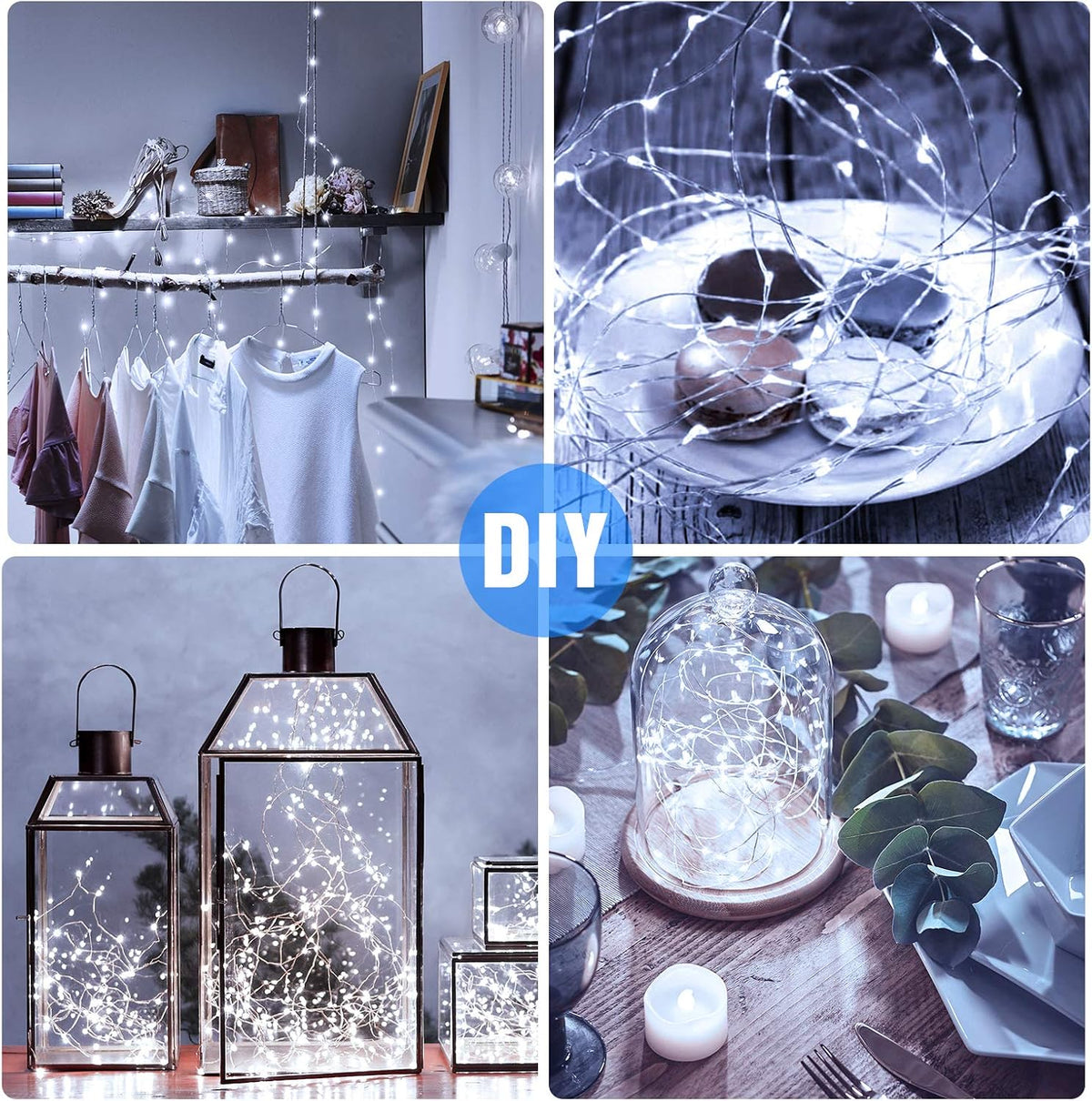 Onforu 16 Pack White Fairy Lights Battery Operated String Lights, 6.5ft IP67 Waterproof Twinkle Lights LED Lights for Strings Wedding Centerpiece Decor Christmas Bedroom