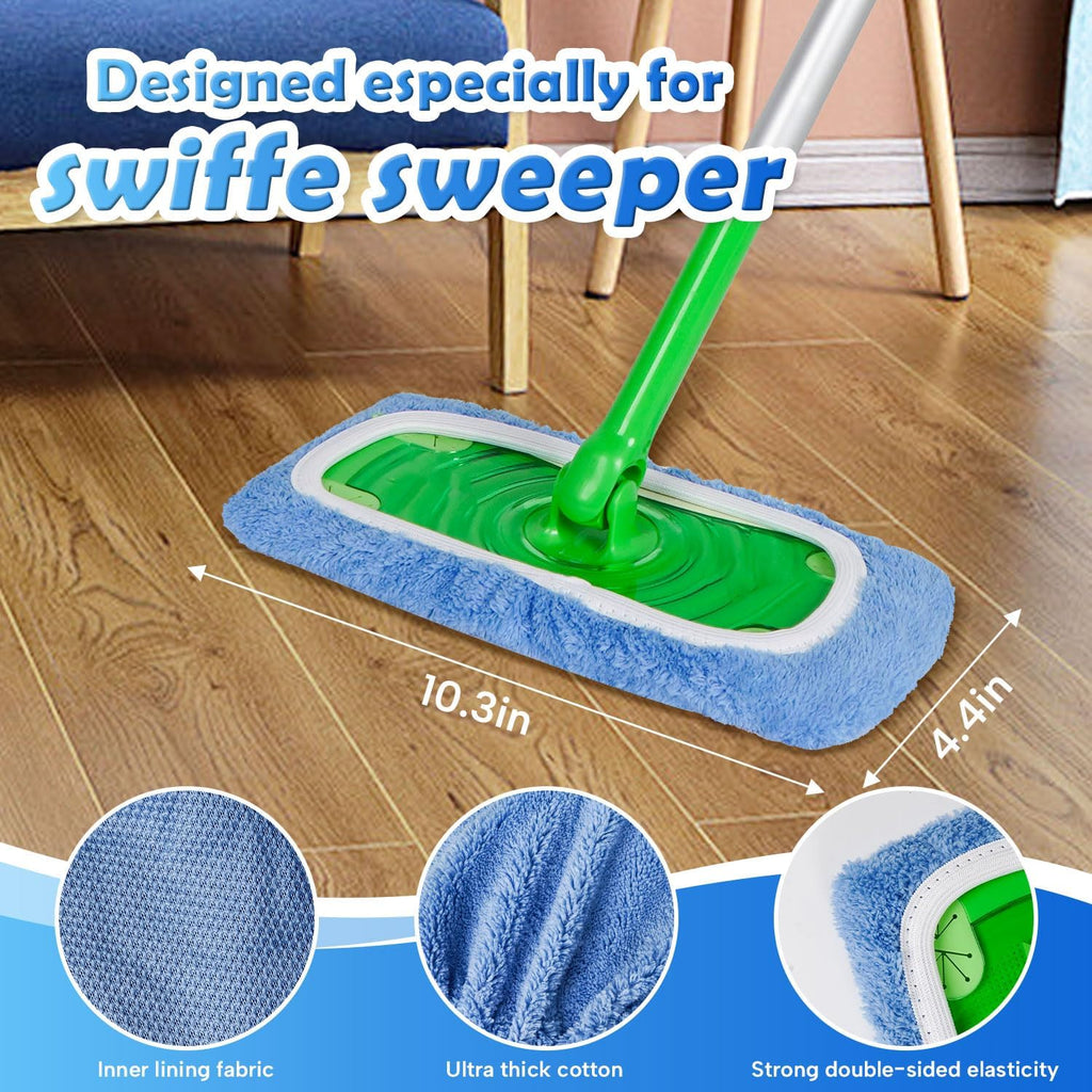 AmaVins 8 Pack Reusable Microfiber Mop Pads Compatible with Swiffer Sweeper Mop, Dry Sweeping Cloths & Wet Mopping Cloths, Washable Mop Pads for Surface/Hardwood Floor Cleaning (Mop is Not Included)