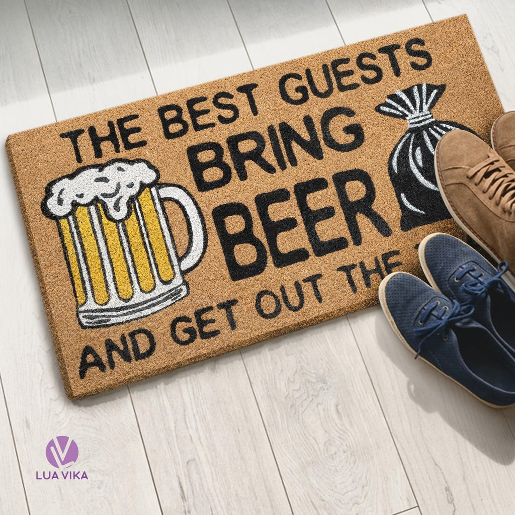 Funny Coir Door Mats Outside and Inside, Beer, 17 x 30 in