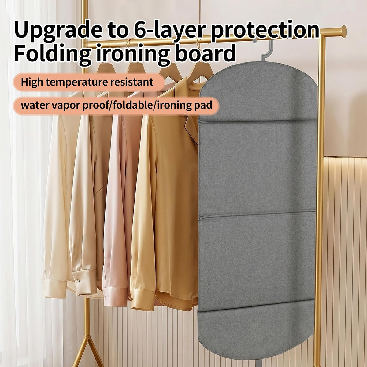 Foldable Hanging Ironing Board - Wall Mount/Closet Hook Mount Small Ironing Pad (Grey)