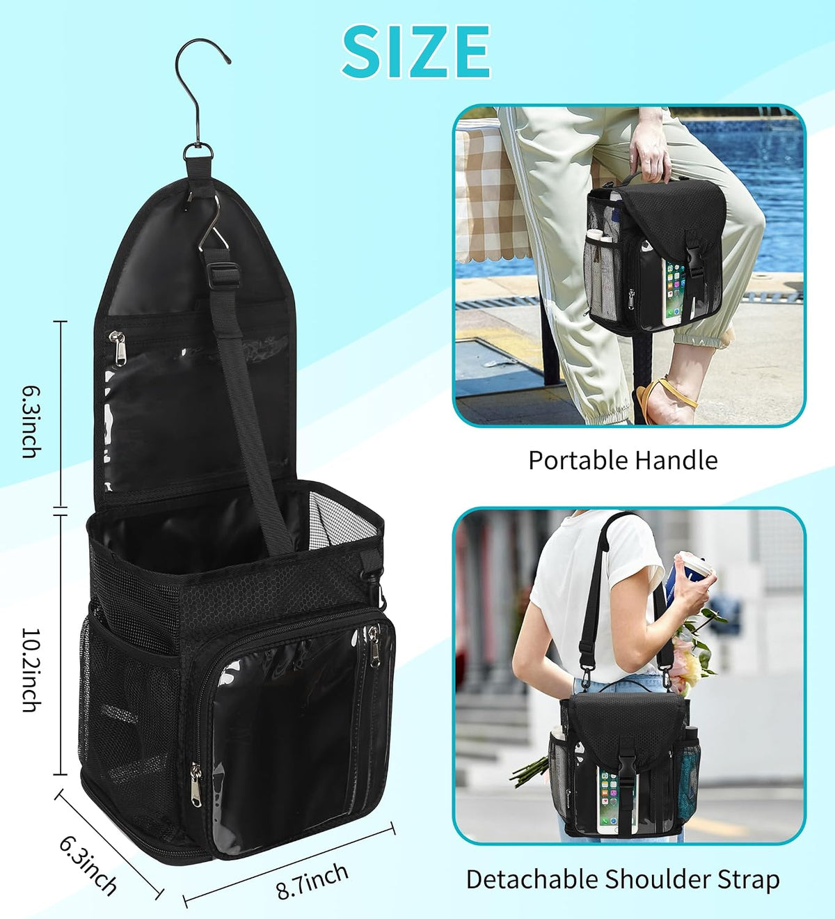 Shower Caddy Portable Mesh Shower Bag for College Dorm Room Essentials