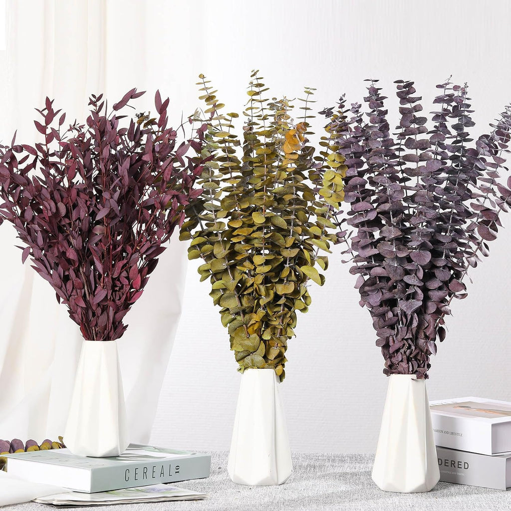 20 Pcs Dried Eucalyptus Stems, 17'' Real Purple Leaves for Shower Hanging