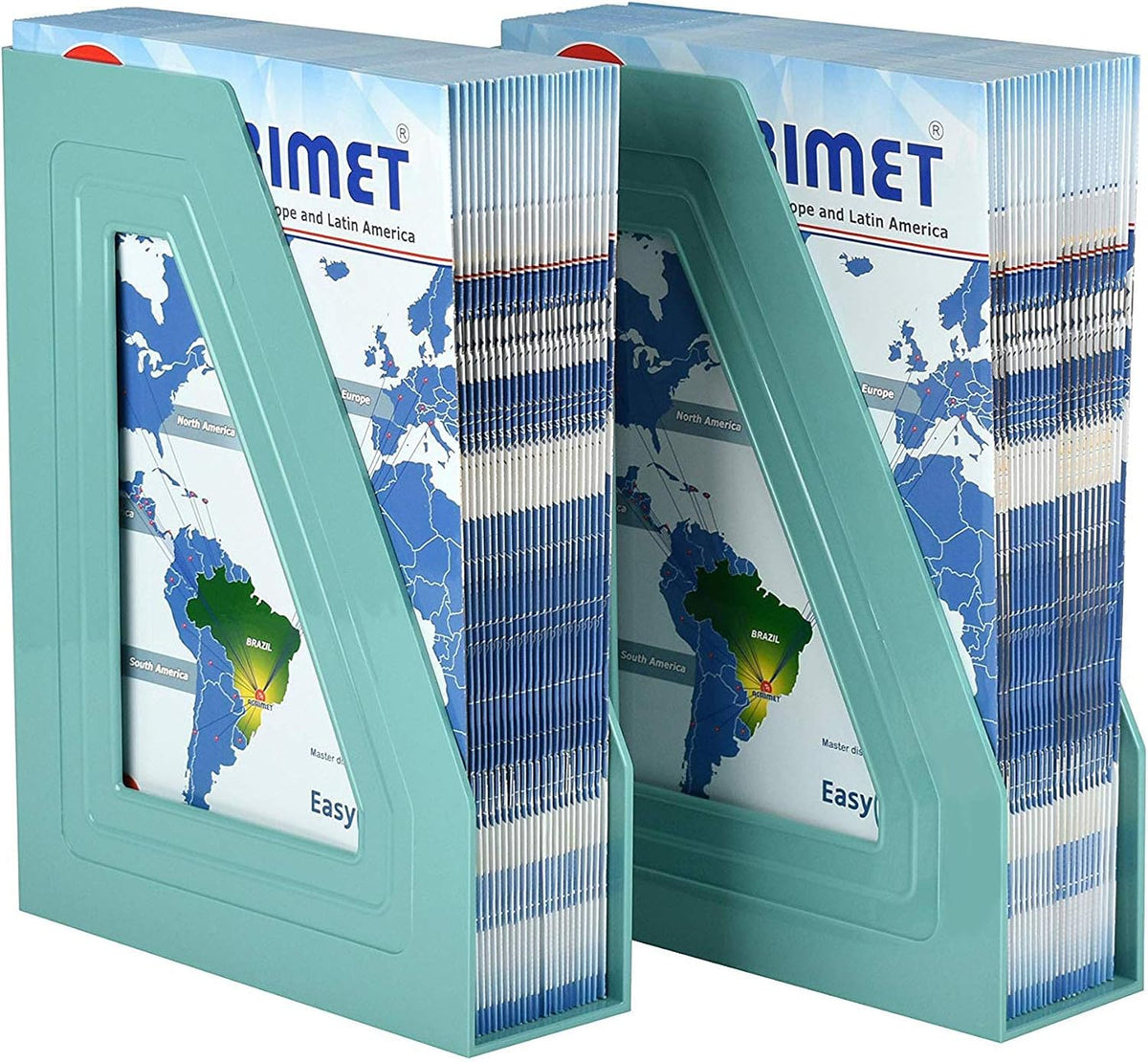 Acrimet Magazine File Holder, Vertical Desk Organizer, Solid Green, 2 Pack