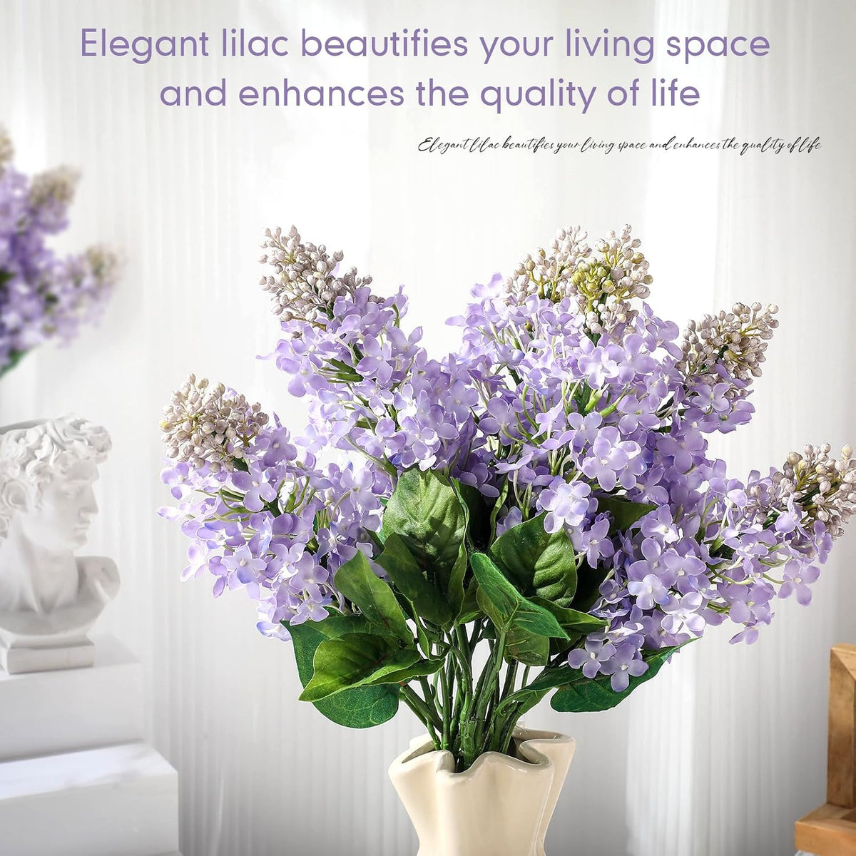 Thiccywoov 10 Pcs 24" Purple Artificial Lilac Flower for Table Centerpieces
