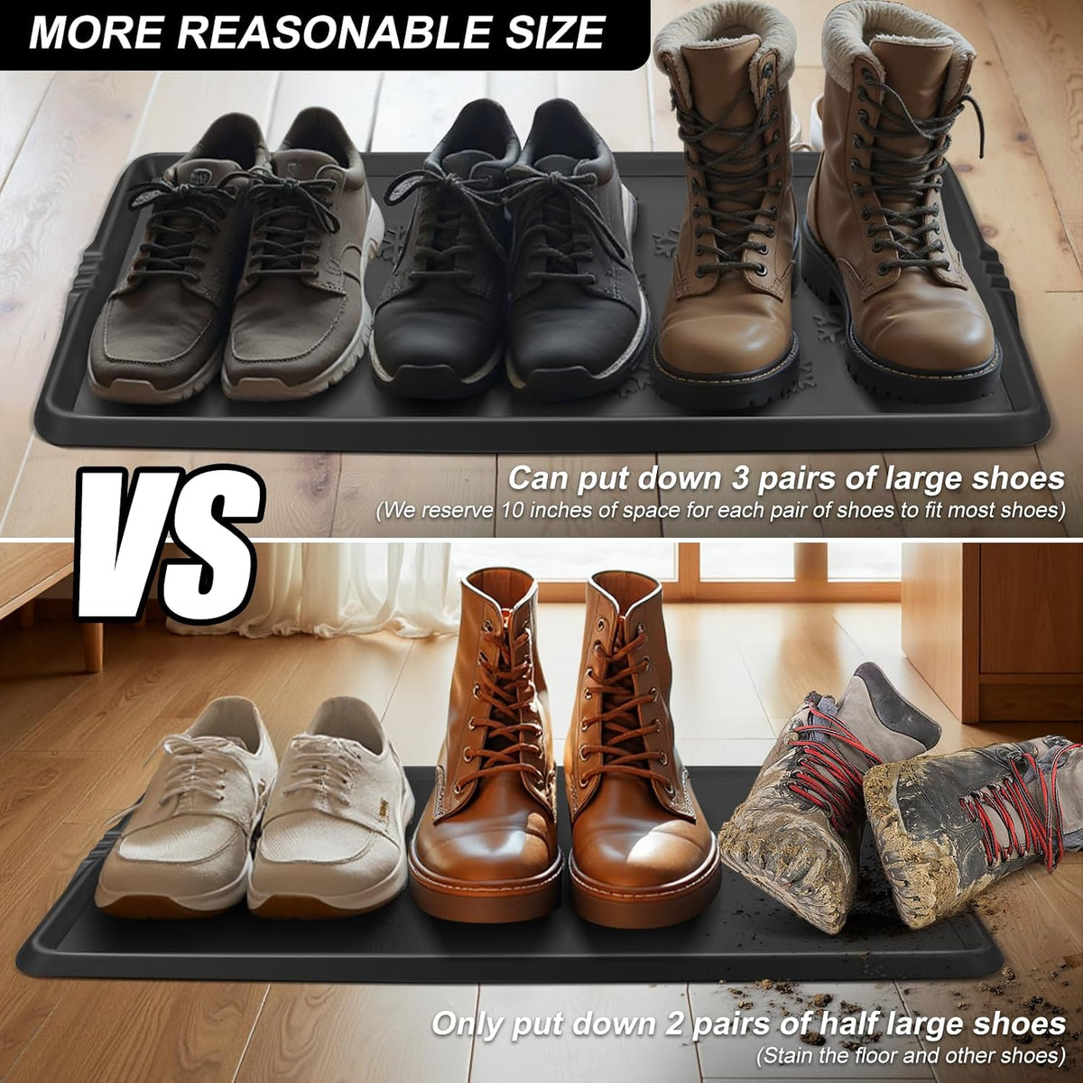Azadx Heavy Duty Boot Tray Shoe Mat Tray for Entryway 16"x32" Waterproof