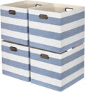 13 x 15 x 13 Inch Stripe Linen Storage Cube for Home Organizing, Pack of 4