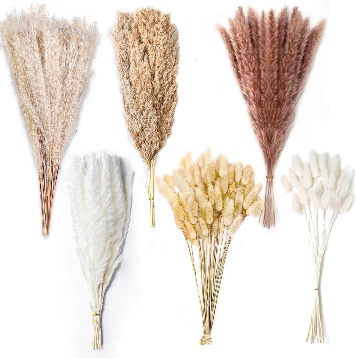 Natural Dried Pampas Grass Decor - 17.5" 120Pcs Fluffy Pampas Grass Bouquet