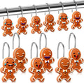 Yungyan 12 Pcs Christmas Shower Curtain Hooks Gingerbread Curtain Hangers