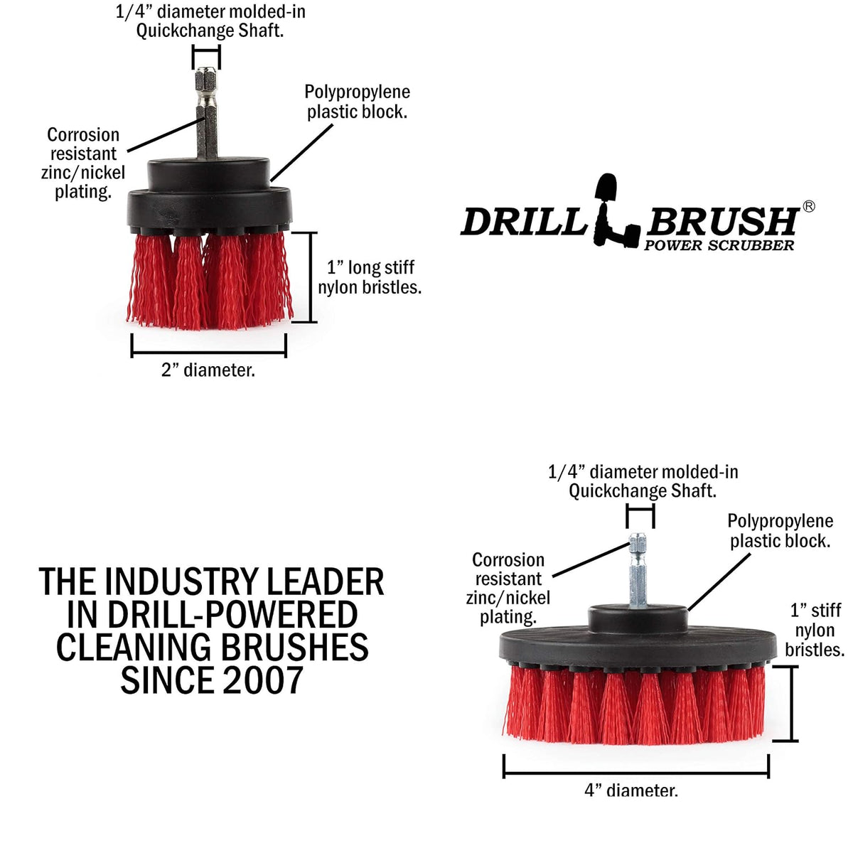 Drill Brush Outdoor Cleaning Attachment - Porch and Patio Scrubbing Tools