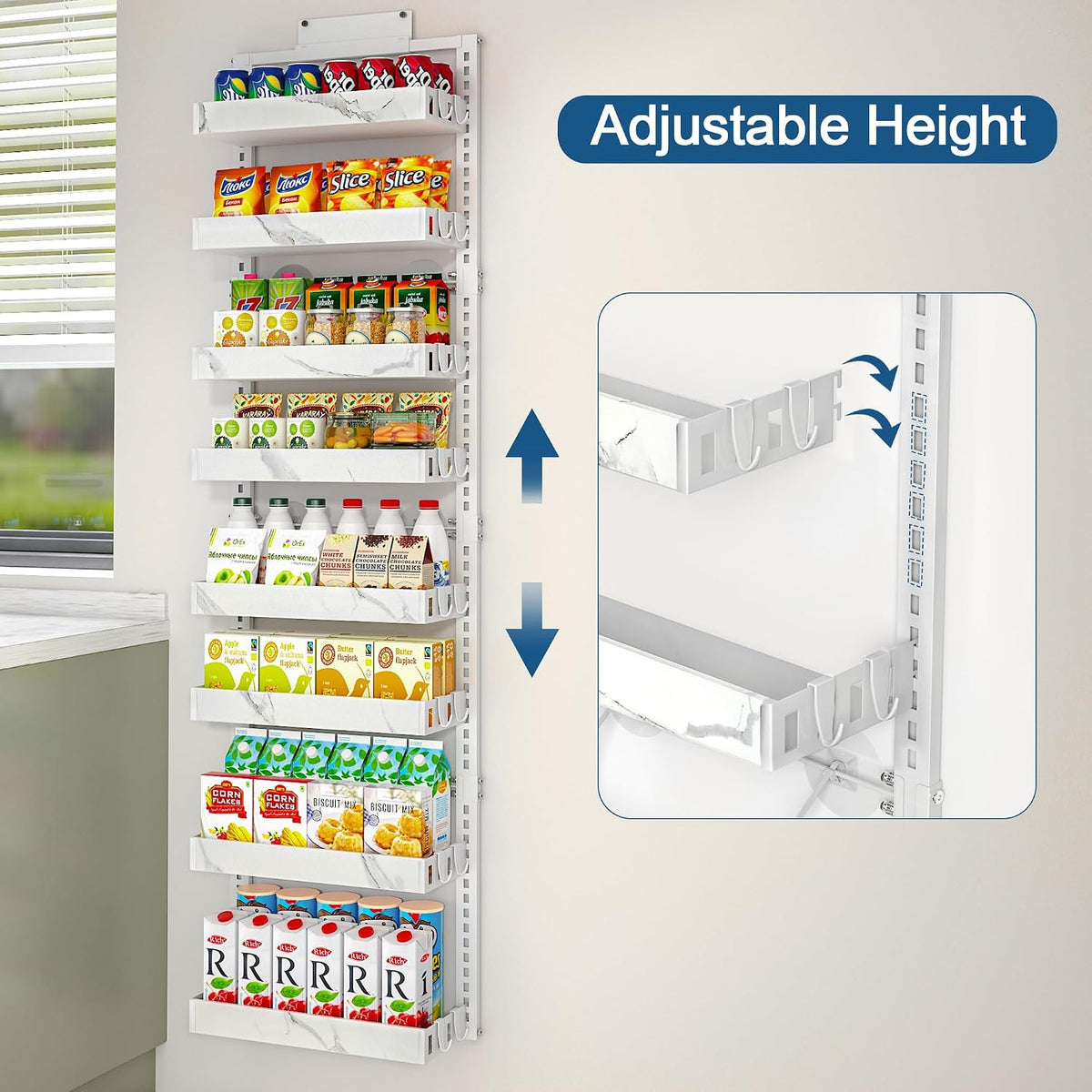 BUKFEN Over the Door Pantry Organizer, 2-IN-1 Door & Wall Mount Spice Rack