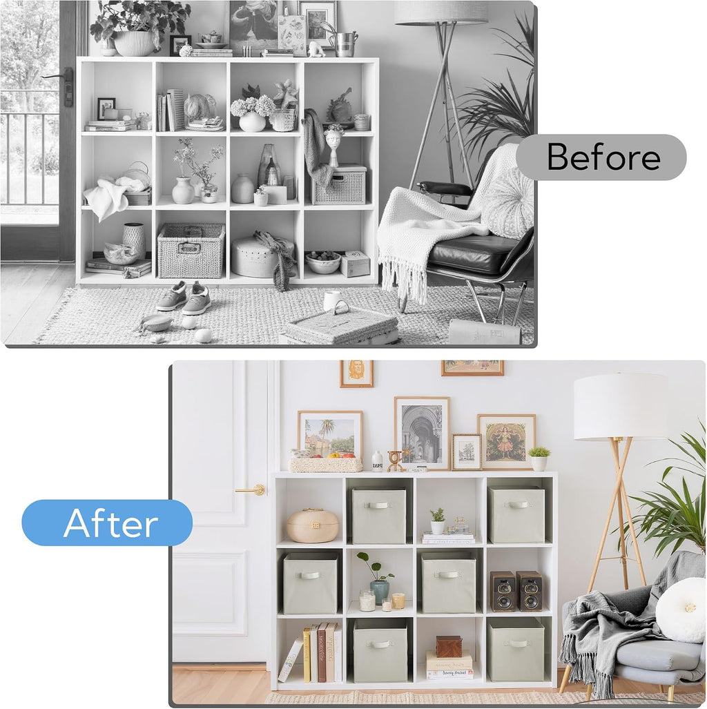 Cupic Cupid 6-Pack 11x11 Storage Cubes, Storage Organizer Bins, Light Gray