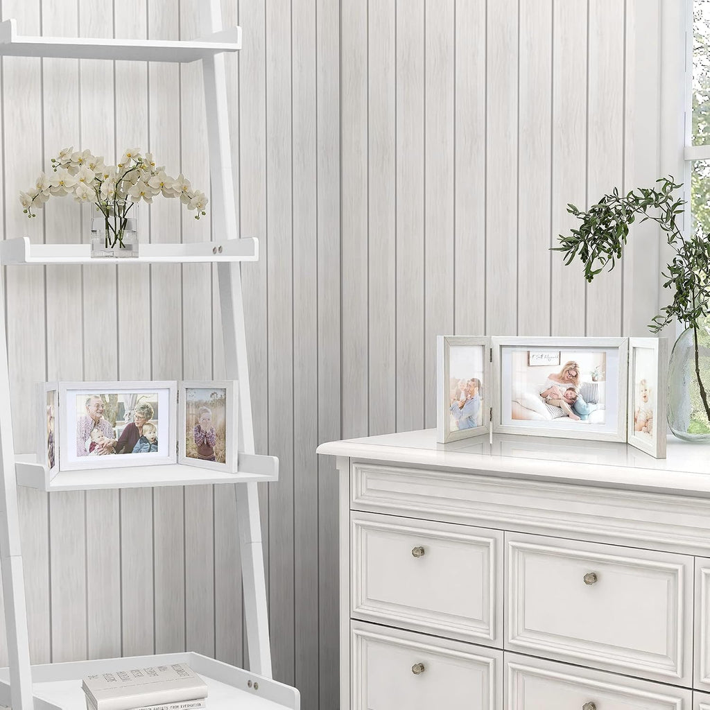 Afuly 3 Picture Frame 4x6 White 5x7 Collage Triple Photo Frames for Desk