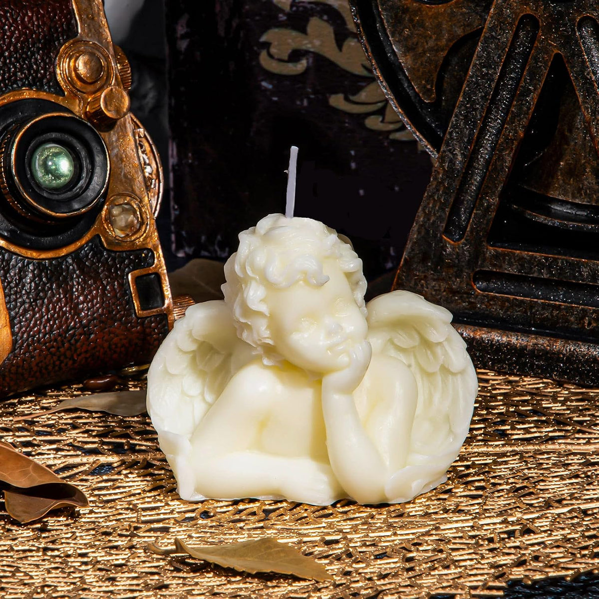 Nuanchu 2 Pieces Angel Candle Scented Candle Wax Vegan Room,White