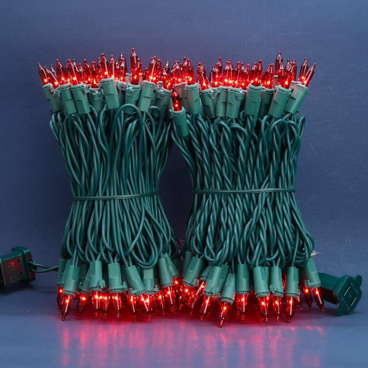 200 Red Christmas Lights, 2 Set 33 ft 100 ct Green Wire UL String Light