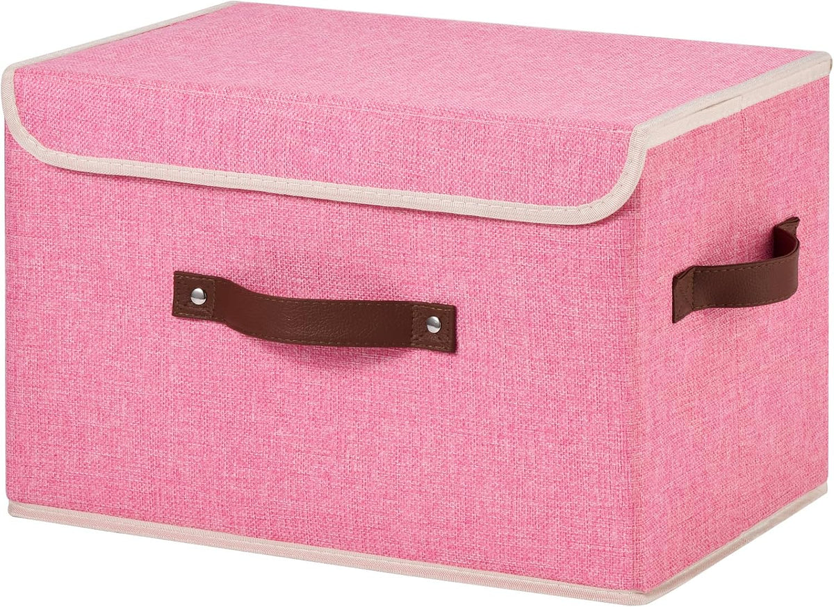 Storage Bins Box with Lids Decorative Cotton Linen Fabric Baskets