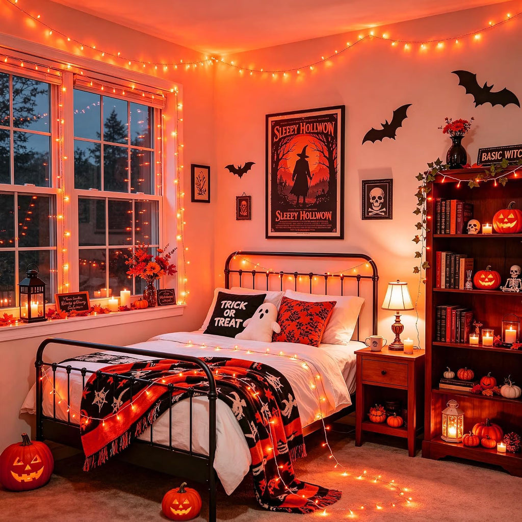 JMEXSUSS 200 LED Orange Halloween Lights Outdoor Indoor Fall Lights Plug in