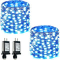EEW 2 Pack Fairy Lights Plug in 99 FT 300 LED Christmas String Lights Blue
