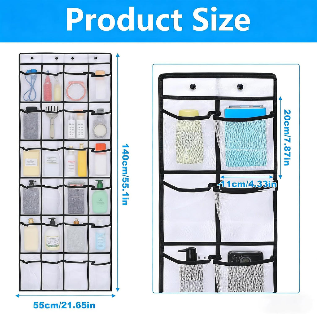 Magnetic Door Organizer for Cruise Ships, 24 Mesh Pockets, White