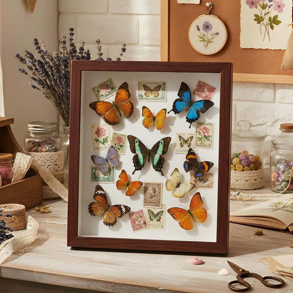 4 Pack 8x10 Shadow Box Frames, Walnut Display Case with Felt Back