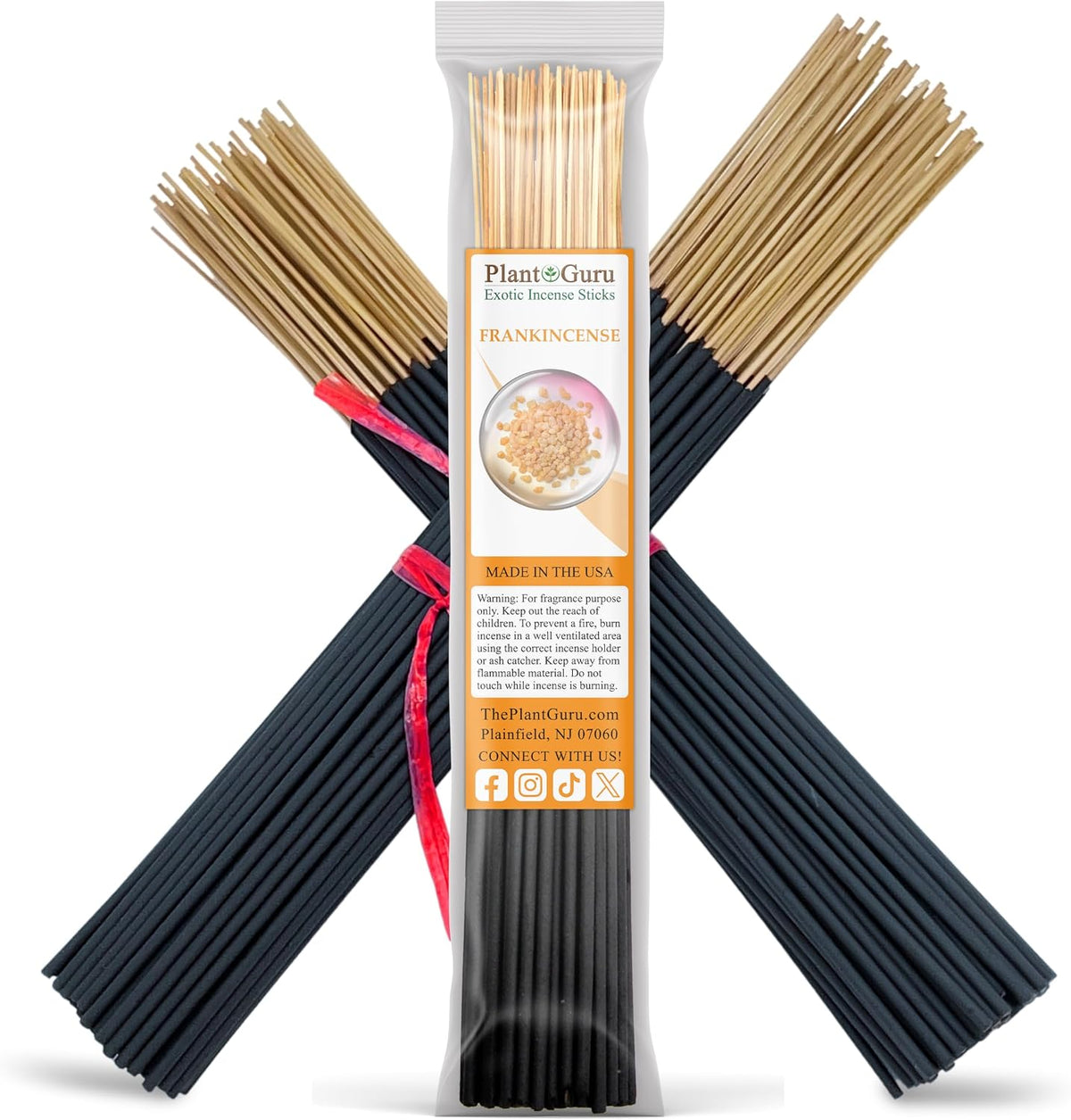 Frankincense Incense Sticks 11" - 1 Bundle 85 to 100 Sticks - Smooth and Clean Long Burn Time, 45 to 60 Minutes.