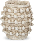 Rustic Farmhouse Vase, Boho Beige Vase for Pampas Grass Small Textured Knotted Vases for Flowers Decorative Cement Floral Vases for Home Decor, Living Room, Dining Table