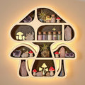 Mushroom Decor Floating Shelves with Lights, Crystal Display Shelf for Wall